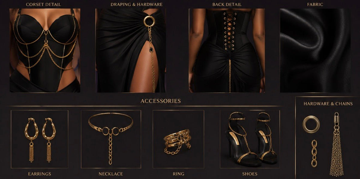 THE MONĀ NOIRE™ — Signature Corset & Draped Skirt Set - MĀJIC by MONĀ